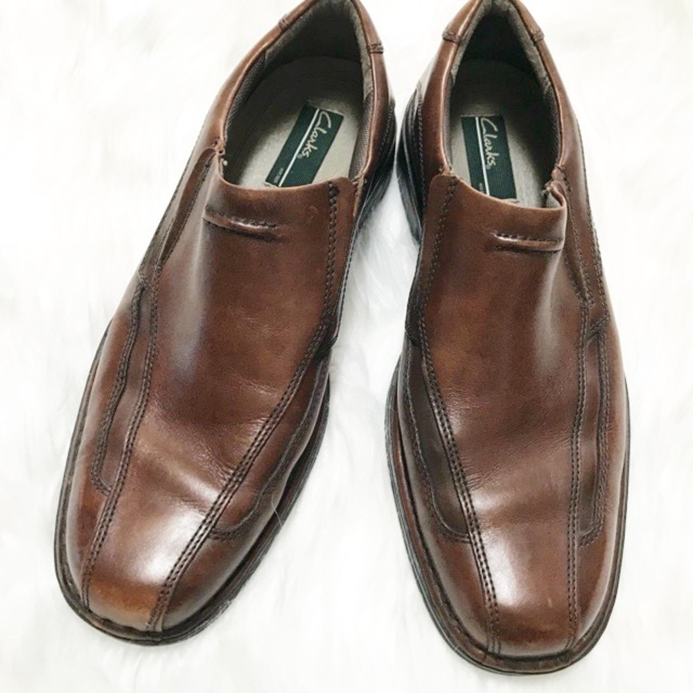Clarks Men’s Brown Leather Bicycle Toe Loafers 8.5